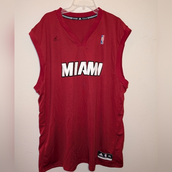 adidas Other - NWOT NBA Adidas Miami Heat Red Jersey V-Neck Adult Tank Top Basketball Mens Size